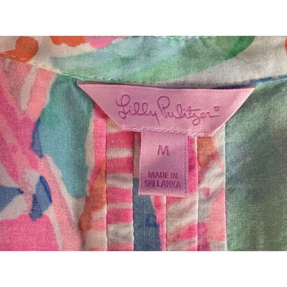 Lilly Pulitzer Sarasota Tunic Dress Women M EUC 3/4Sleeve V-neck Pink Out to Sea - Picture 5 of 14